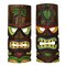 12 Inch Wood Hand Carved Tiki Mask Wall Art Palm Tree, Turtle Tropical Set of 2